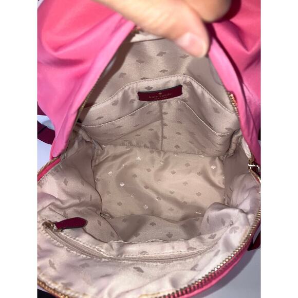 KATE SPADE, SMALL PINK AND MAROON NYLON BACKPACK WITH POCKET - Picture 12 of 16